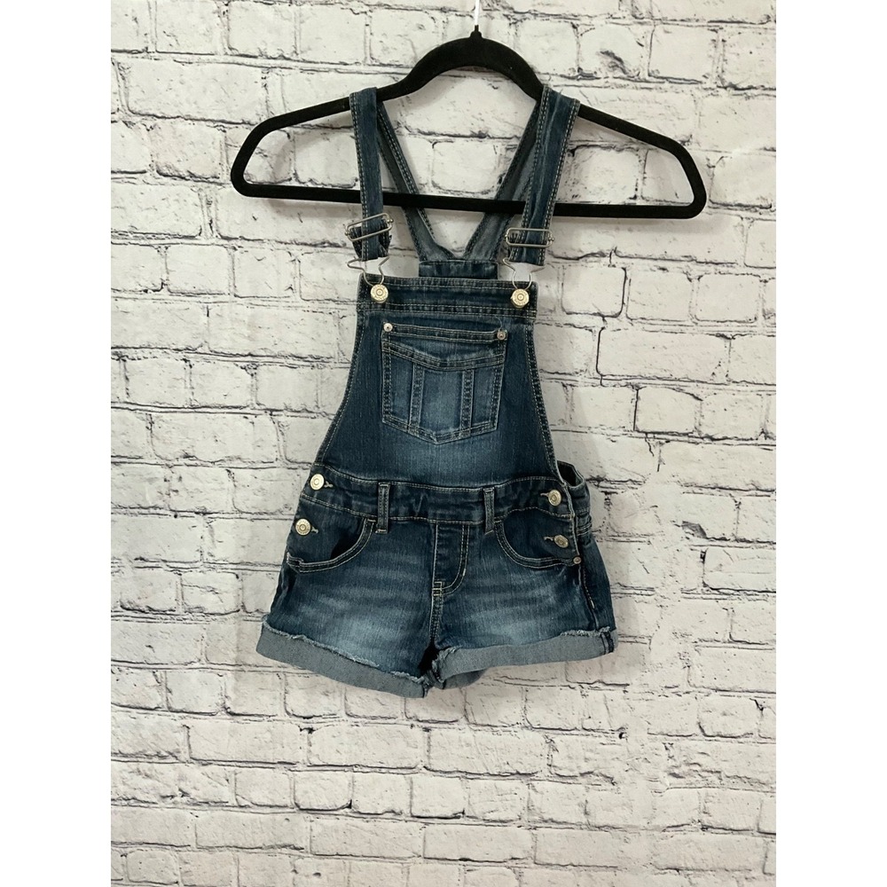 Jordache Denim Overalls Juniors Size 7/8 Y2K 90's Distressed Blue‎ Cuffs
